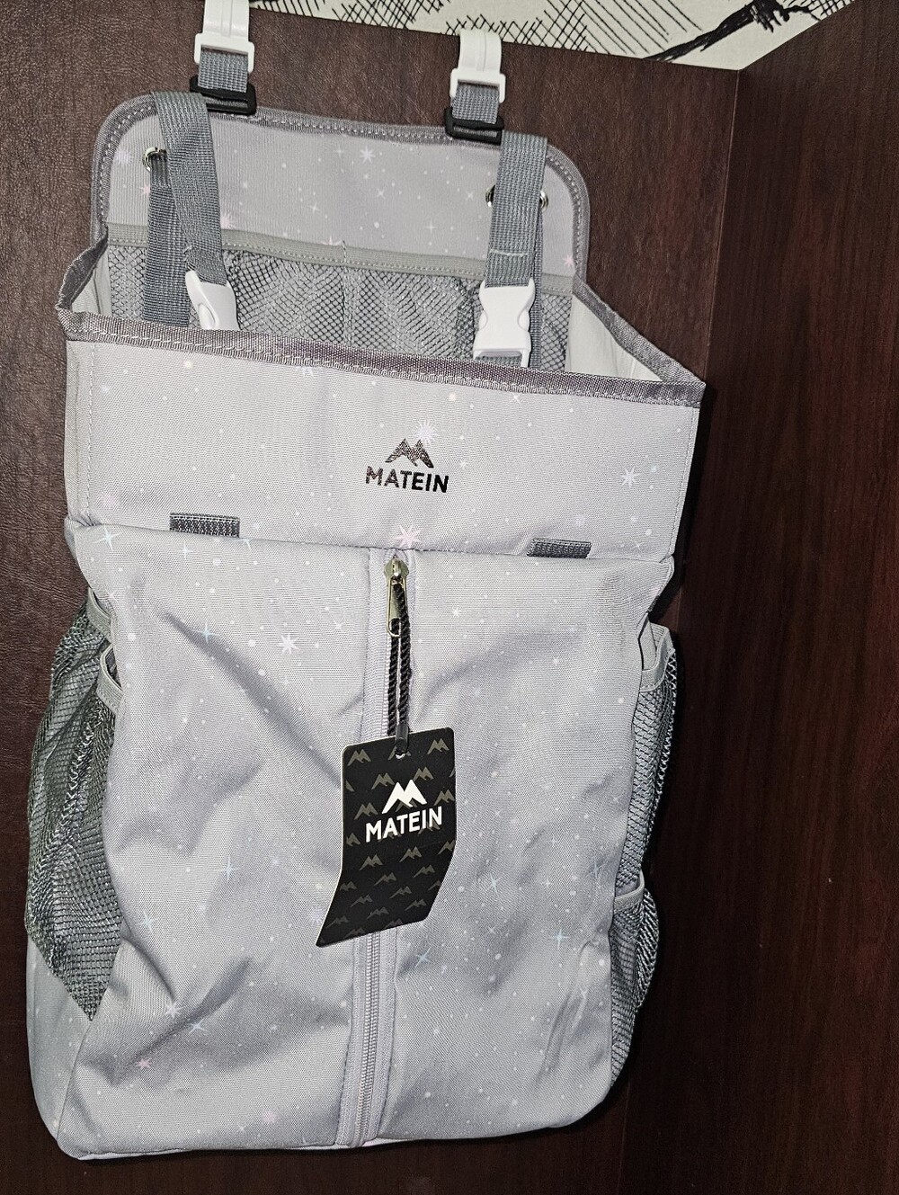 NWT Matein Diaper Bag Grey Galaxy Stars